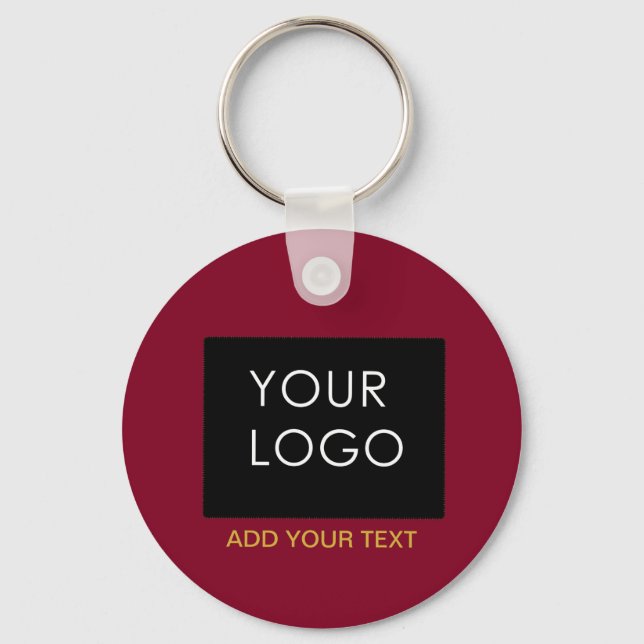 Burgundy Red Customizable Business Add Your Logo   Keychain (Front)