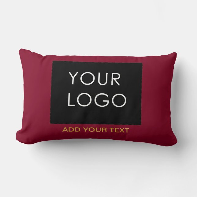 Burgundy Red Customizable Business Add Your Logo   Lumbar Pillow (Front)