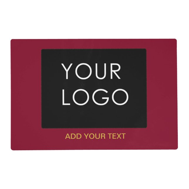 Burgundy Red Customizable Business Add Your Logo Placemat (Front)