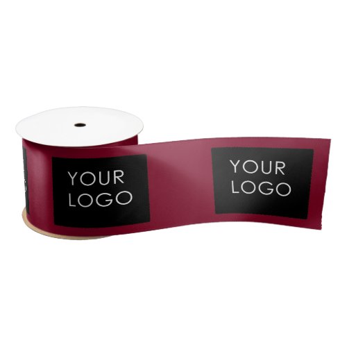 Burgundy Red Customizable Business Add Your Logo   Satin Ribbon