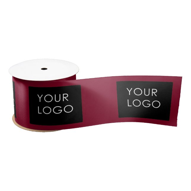 Burgundy Red Customizable Business Add Your Logo   Satin Ribbon (Spool)