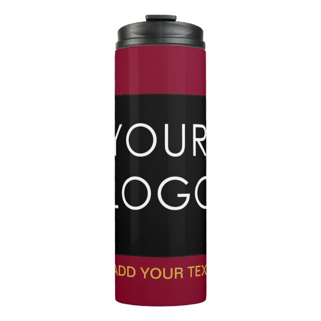 Burgundy Red Customizable Business Add Your Logo  Thermal Tumbler (Front)