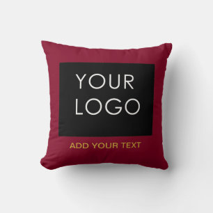 Burgundy Red Customizable Business Add Your Logo Throw Pillow