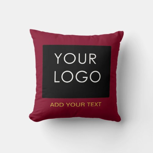 Burgundy Red Customizable Business Add Your Logo  Throw Pillow