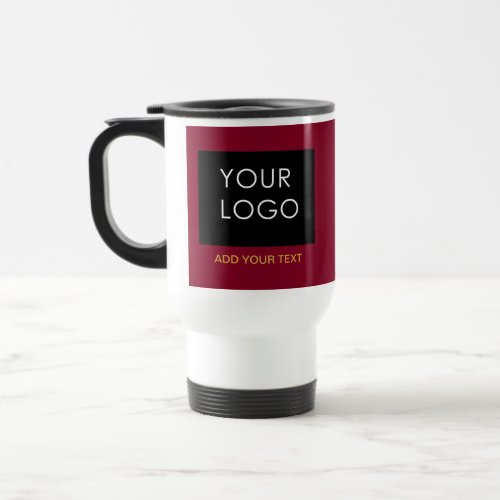 Burgundy Red Customizable Business Add Your Logo  Travel Mug