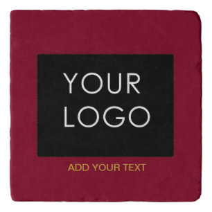 Burgundy Red Customizable Business Add Your Logo Trivet