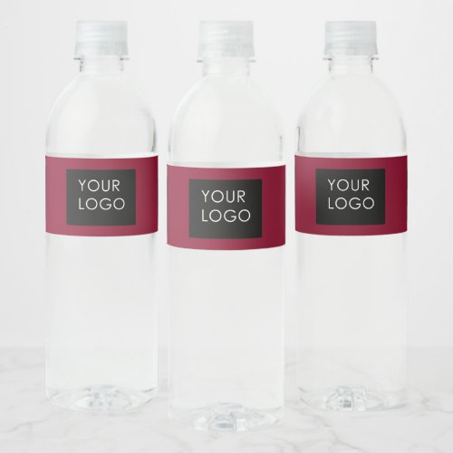 Burgundy Red Customizable Business Add Your Logo   Water Bottle Label