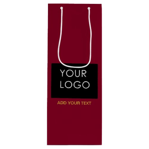 Burgundy Red Customizable Business Add Your Logo  Wine Gift Bag