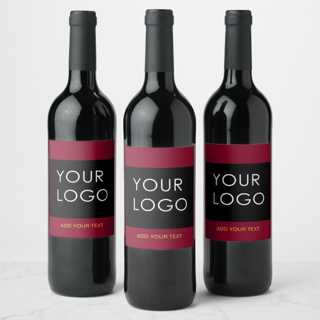 Burgundy Red Customizable Business Add Your Logo  Wine Label (Bottles)