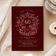 Burgundy Red Elegant Floral 80 & Fabulous Birthday