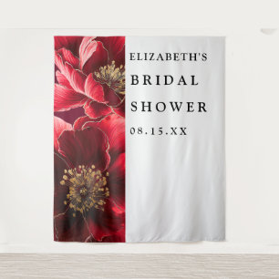 Burgundy Red Elegant Floral Bridal Shower Backdrop