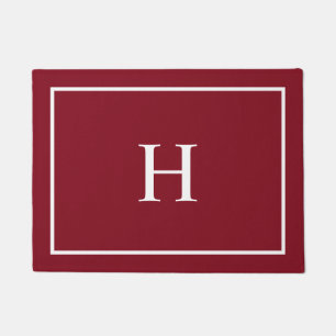 Burgundy Red Elegant Modern Monogram Doormat