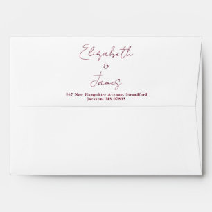 Burgundy Red Elegant Script Return Address Envelope