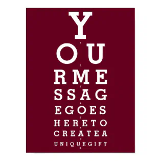 Burgundy Red Eyesight Chart Custom Message