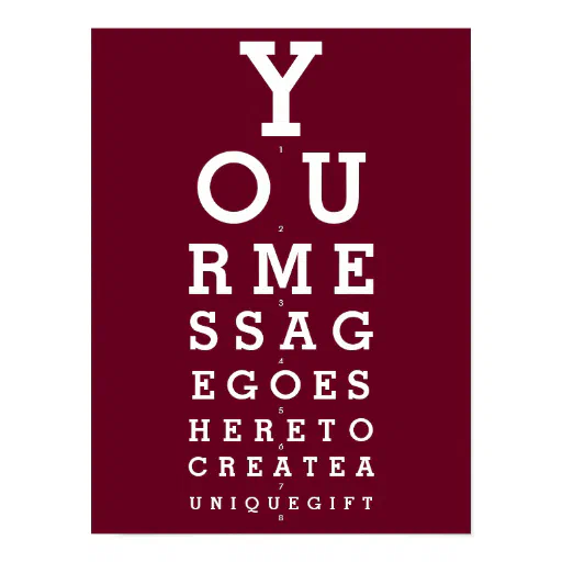 Burgundy Red Eyesight Chart Custom Message