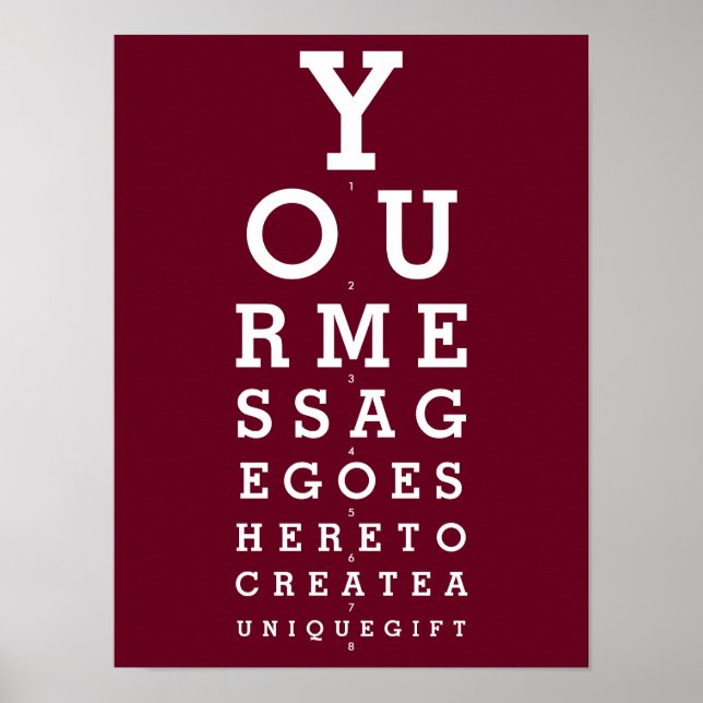 Burgundy Red Eyesight Chart Custom Message (Front)