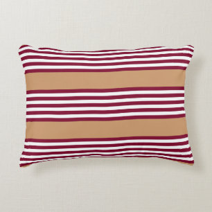 Burgundy red five stripes pattern accent pillow