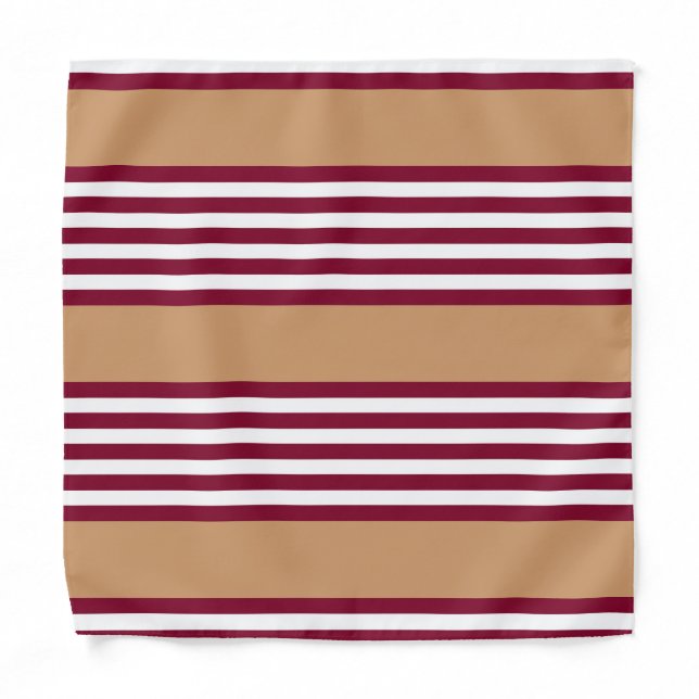 Burgundy red five stripes pattern bandana (Front)