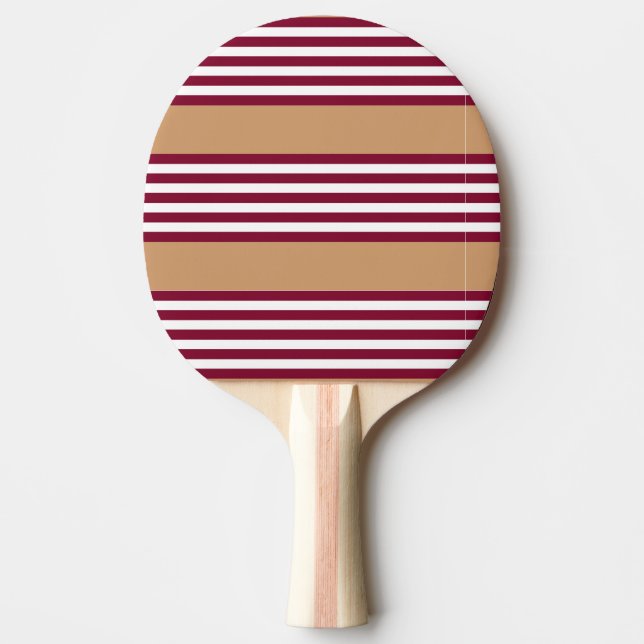 Burgundy red five stripes pattern ping pong paddle (Front)