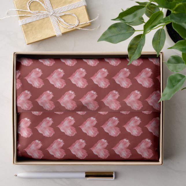 Burgundy Red Flame Hearts Valentine's Day Tissue Paper (Gift)