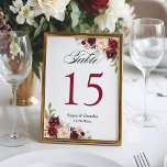 Burgundy Red Floral 5x7 Wedding Table Number<br><div class="desc">Burgundy Red Floral 5x7 Wedding Table Number Card. (1) Please customize this template one by one (e.g, from number 1 to xx) , and add each number card separately to your cart. (2) For further customization, please click the "customize further" link and use our design tool to modify this template....</div>