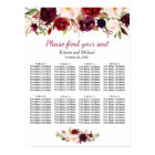 Burgundy Red Floral 8 Tables Wedding Seating Chart