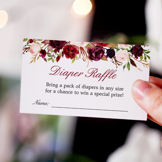 Burgundy Red Floral Baby Shower Diaper Raffle (Creator Uploaded)