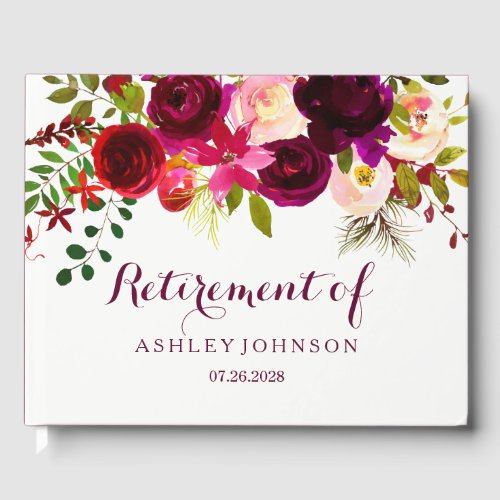 Burgundy Red Floral Boho Retirement Party