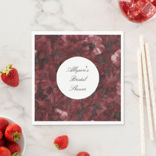Burgundy Red Floral Bridal Shower Napkins