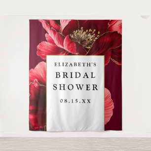 Burgundy Red Floral Bridal Shower Photo Backdrop