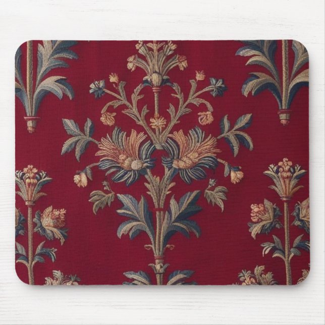 Burgundy red floral embroidery bag mouse pad (Front)