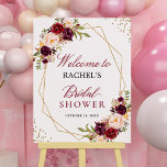 Burgundy Red Floral Gold Frame Bridal Shower Sign<br><div class="desc">This Burgundy Red Floral Bridal Shower Welcome Sign is a beautiful and elegant addition to your bridal shower. This sign features a stunning floral design in rich burgundy and gold color scheme. The geometric frame gives the sign a modern and sophisticated look. The sign is perfect for welcoming guests to...</div>
