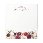 Burgundy Red Floral Personalized Social Stationery