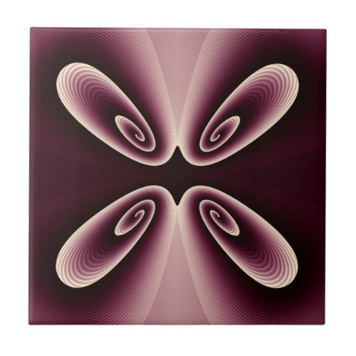 Burgundy Red Floral Petal Digital Pattern Ceramic Tile