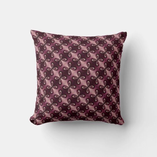 Burgundy Red Floral Petal Digital Pattern Throw Pillow