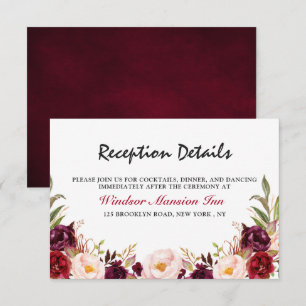 Burgundy Red Floral Rustic Boho Reception Invitation