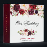 Burgundy Red Floral Rustic Boho Wedding Album 3 Ring Binder<br><div class="desc">Watercolor Burgundy Red Floral Rustic Boho Wedding Photo album binder. Perfect for a fall wedding. The design features a stunning bouquet of burgundy / Marsala , peach , navy flowers / roses with matching leaves. Please find more matching designs and variations in my "blissweddingpaperie" store. And feel free to contact...</div>