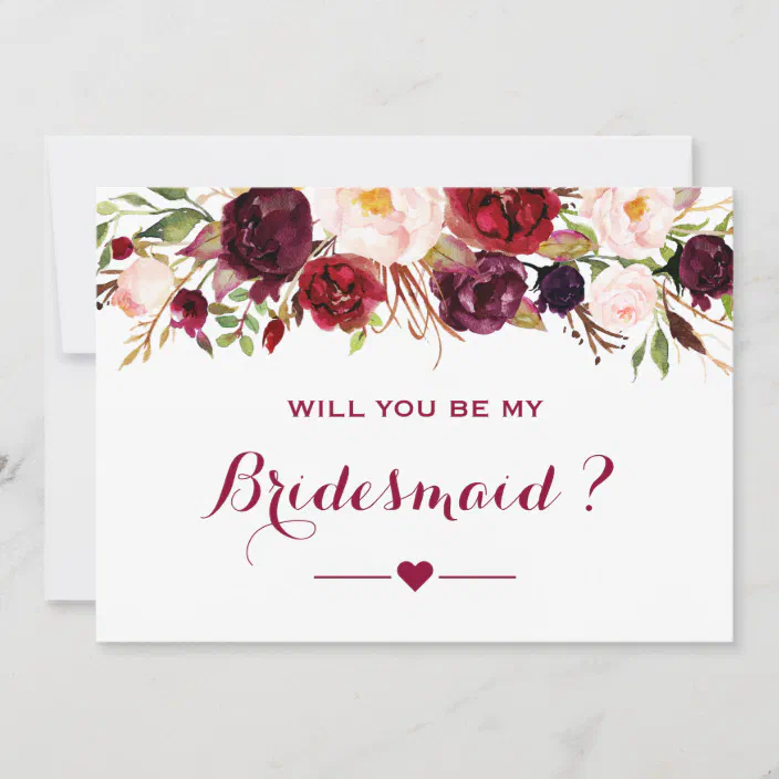 Handmade Personalised "Will You Be My Bridesmaid" Flat Card Invite 