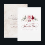 Burgundy Red Flowers Elegant Little Thank You<br><div class="desc">Watercolor burgundy red and pink flowers elegant small thank you card for wedding,  bridal shower,  engagement party,  etc.</div>