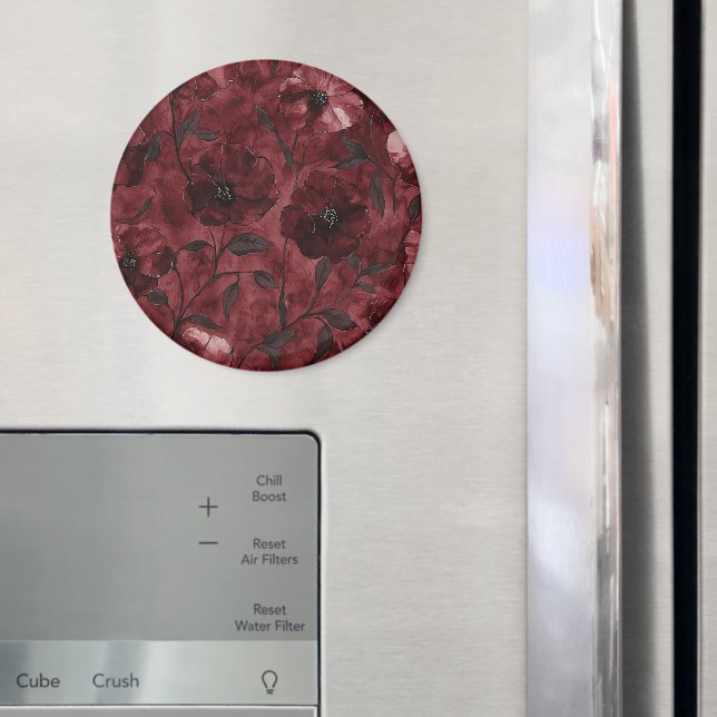 Burgundy Red Flowers Magnet (In Situ (Fridge))