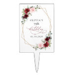 Burgundy Red Flowers, Pink Flowers, Birthday Cake Topper