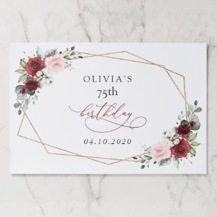 Burgundy Red Flowers, Pink Flowers, Birthday Paper Pad