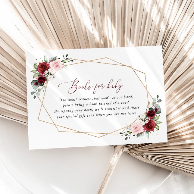 Burgundy Red Flowers, Pink Flowers, Books For Baby Enclosure Card (Creator Uploaded)