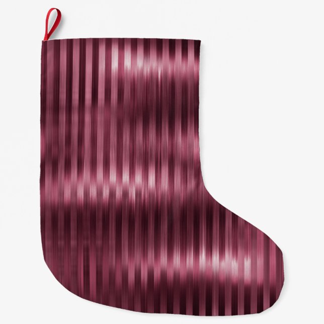 Burgundy Red Glam Stripes Large Christmas Stocking (Front)