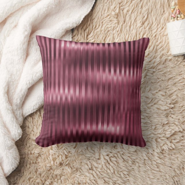 Burgundy Red Glam Stripes Throw Pillow (Blanket)