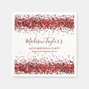 Burgundy Red Glitter Sparkle Confetti Birthday Napkins