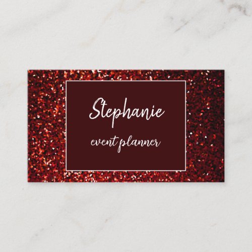 Burgundy Red Glitter White Professional Luxury Business Card
