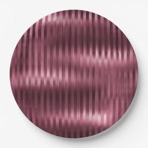 Burgundy Red Glitzy Stripes Paper Plates