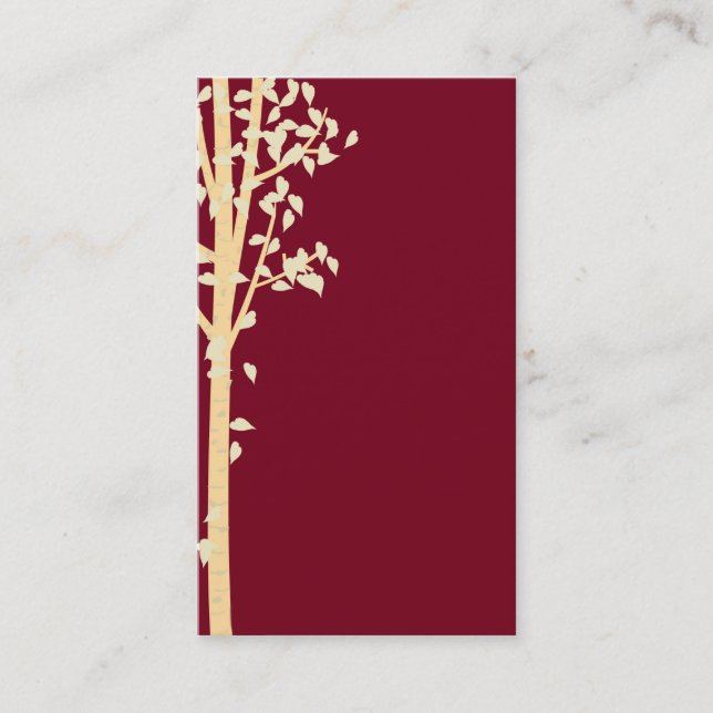 Burgundy Red Gold Aspen Birch Tree Business Cards (Front)