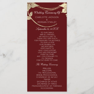 Burgundy Red Gold Floral Event Wedding Program1 Program